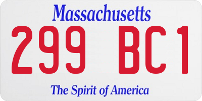 MA license plate 299BC1