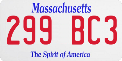 MA license plate 299BC3