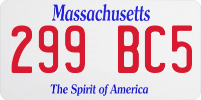 MA license plate 299BC5