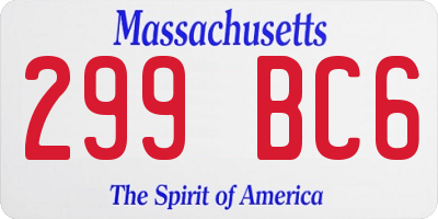 MA license plate 299BC6
