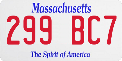 MA license plate 299BC7