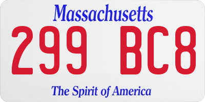 MA license plate 299BC8