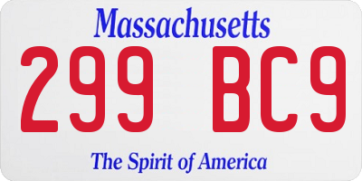 MA license plate 299BC9