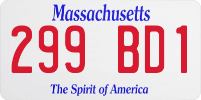MA license plate 299BD1
