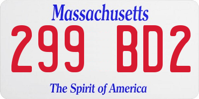 MA license plate 299BD2