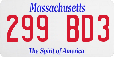 MA license plate 299BD3