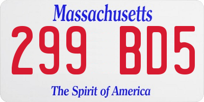 MA license plate 299BD5