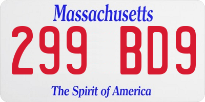 MA license plate 299BD9