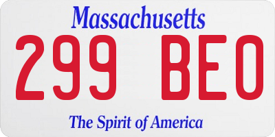 MA license plate 299BE0