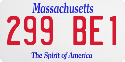 MA license plate 299BE1