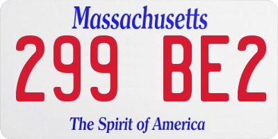 MA license plate 299BE2