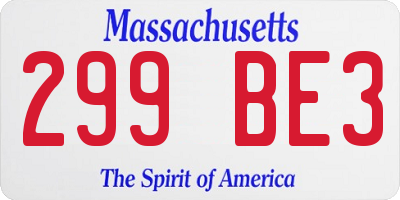 MA license plate 299BE3