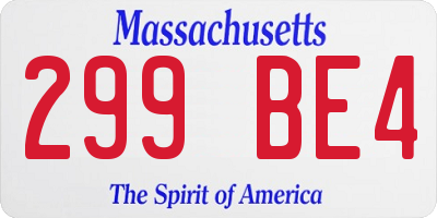 MA license plate 299BE4