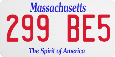 MA license plate 299BE5