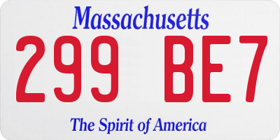 MA license plate 299BE7