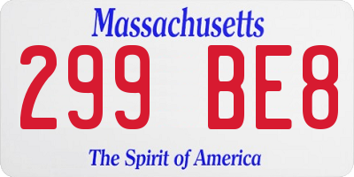 MA license plate 299BE8