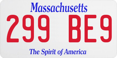 MA license plate 299BE9