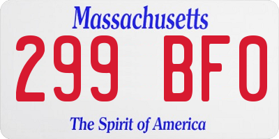 MA license plate 299BF0