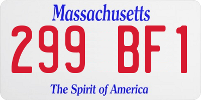 MA license plate 299BF1