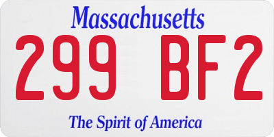 MA license plate 299BF2