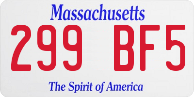 MA license plate 299BF5