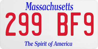 MA license plate 299BF9