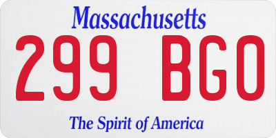MA license plate 299BG0