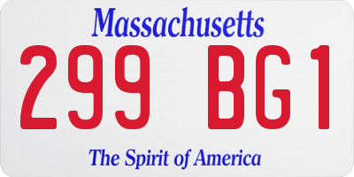 MA license plate 299BG1