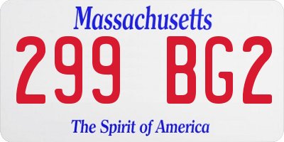 MA license plate 299BG2