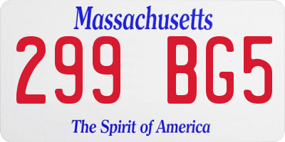 MA license plate 299BG5