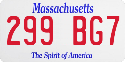MA license plate 299BG7
