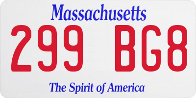 MA license plate 299BG8