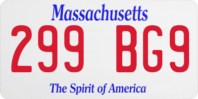 MA license plate 299BG9