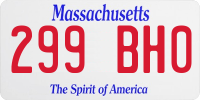 MA license plate 299BH0