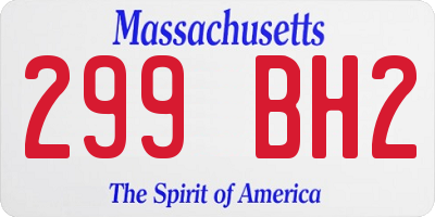 MA license plate 299BH2