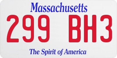 MA license plate 299BH3