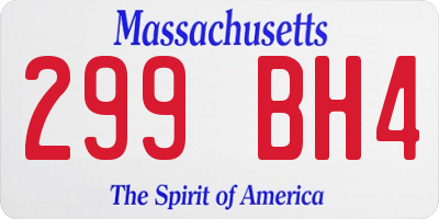 MA license plate 299BH4
