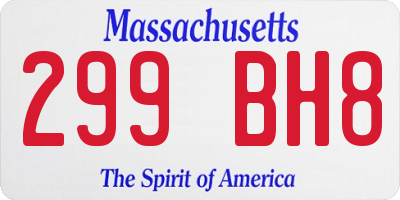 MA license plate 299BH8