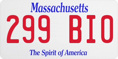 MA license plate 299BI0