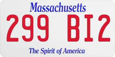 MA license plate 299BI2