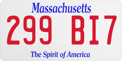 MA license plate 299BI7