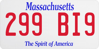 MA license plate 299BI9