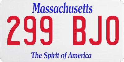 MA license plate 299BJ0