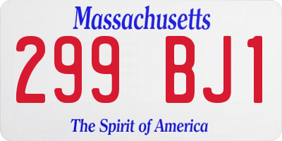 MA license plate 299BJ1
