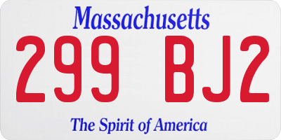 MA license plate 299BJ2