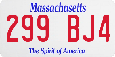 MA license plate 299BJ4