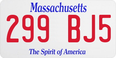 MA license plate 299BJ5