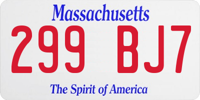 MA license plate 299BJ7