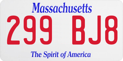 MA license plate 299BJ8