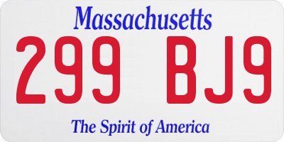 MA license plate 299BJ9